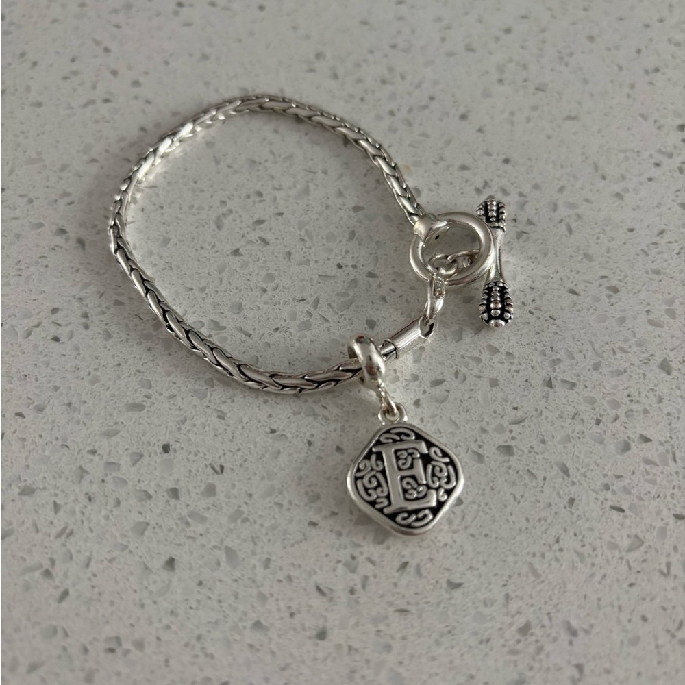 Silver E Charm Bracelet